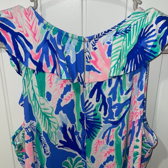 NWOT Lilly Pulitzer Esmeralda Jet Stream Blue Floral Ruffle Sleeve Shift Dress - Picture 5 of 12